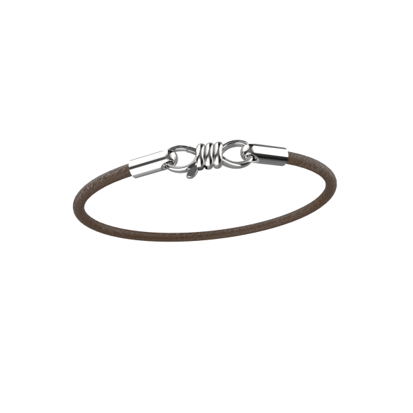 Pulseira  Masculina Slim uma volta em Couro Marrom 3mm