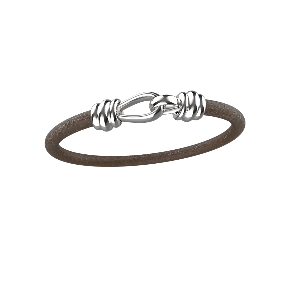 Pulseira Masculina Strongest uma volta em Couro Marrom 5mm