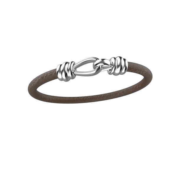 Pulseira Masculina Strongest uma volta em Couro Marrom 5mm