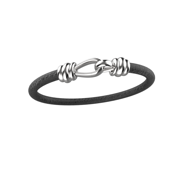 Pulseira Masculina Strongest uma volta em Couro Preto 5mm