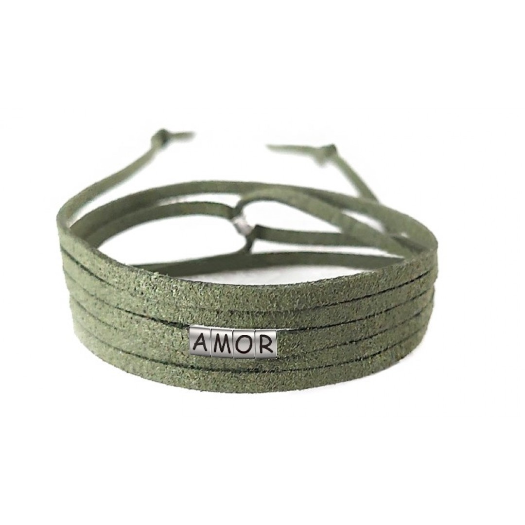 Pulseira Amor de Couro  Verde