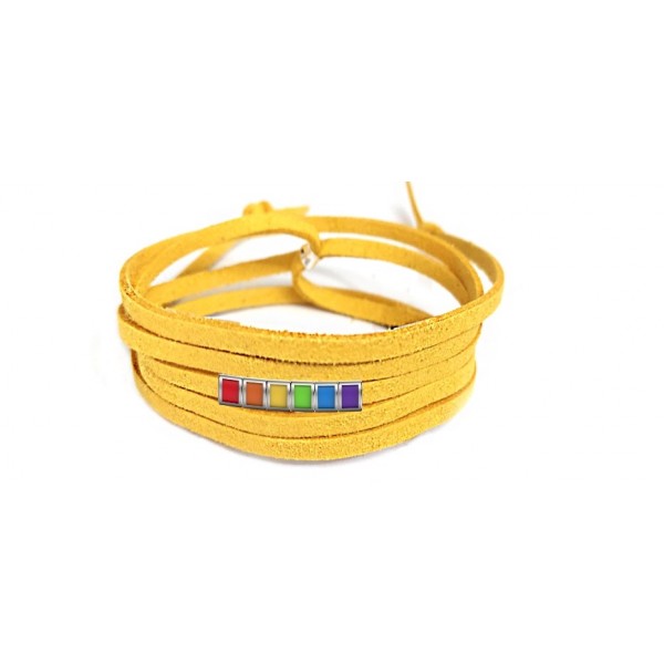 Pulseira Orgulho de Couro Amarelo