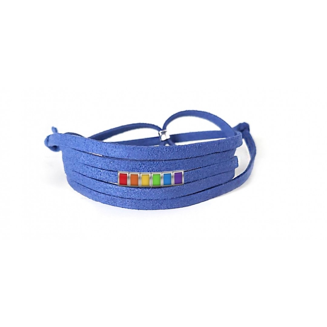 Pulseira Orgulho de Couro Azul