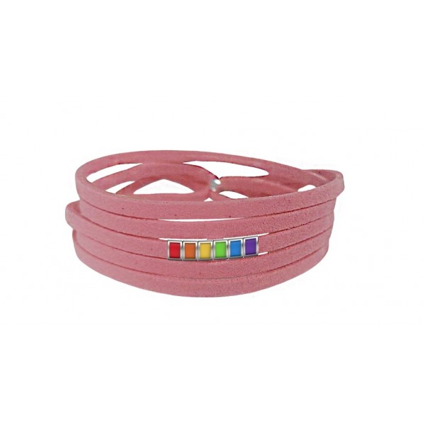 Pulseira Orgulho de Couro Rosa