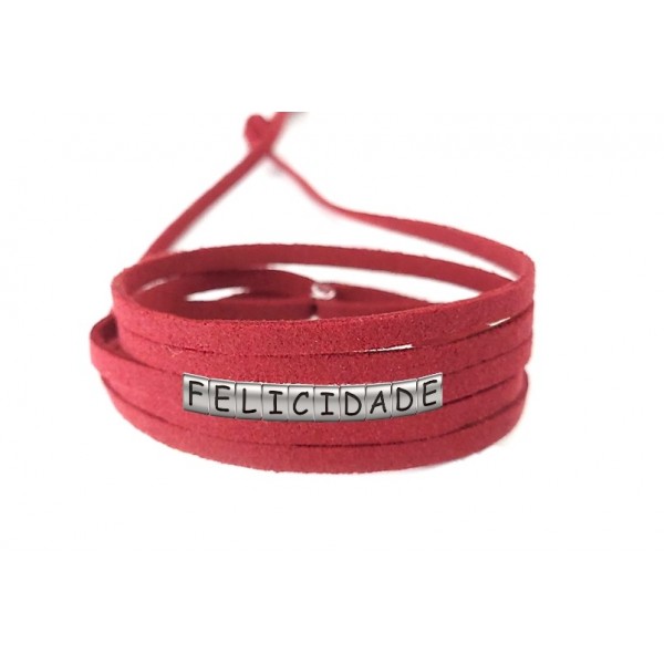 Pulseira Felicidade de Couro Vermelho