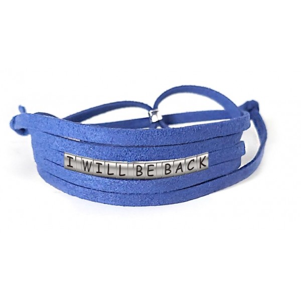 Pulseira I Will Be Back de Couro Azul