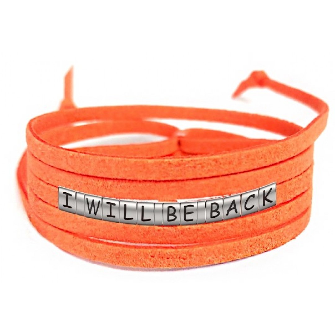 Pulseira I Will Be Back de Couro Laranja