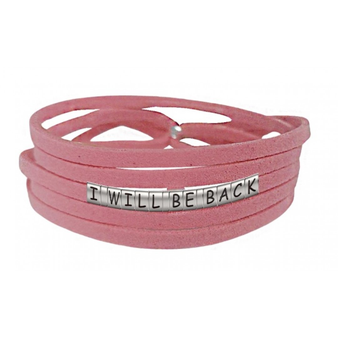 Pulseira I Will Be Back de Couro Rosa