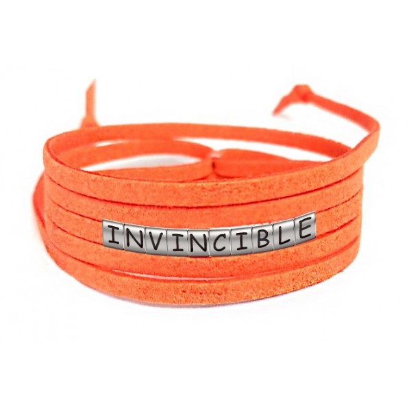 Pulseira Invencível ( Invincible ) de Couro Laranja