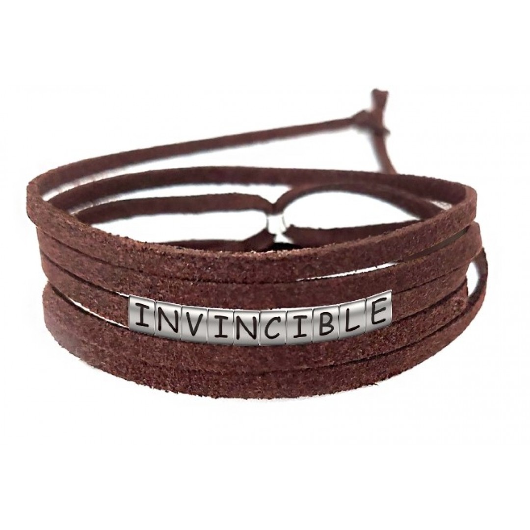 Pulseira Invencível ( Invincible ) de Couro Marrom