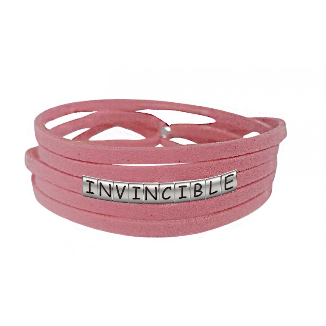 Pulseira Invencível ( Invincible ) de Couro Rosa