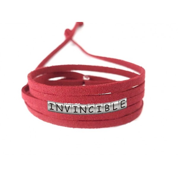 Pulseira Invencível ( Invincible ) de Couro Vermelho