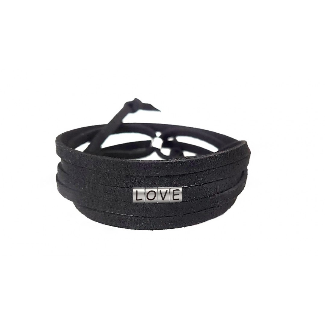 Pulseira Love de Couro Preto