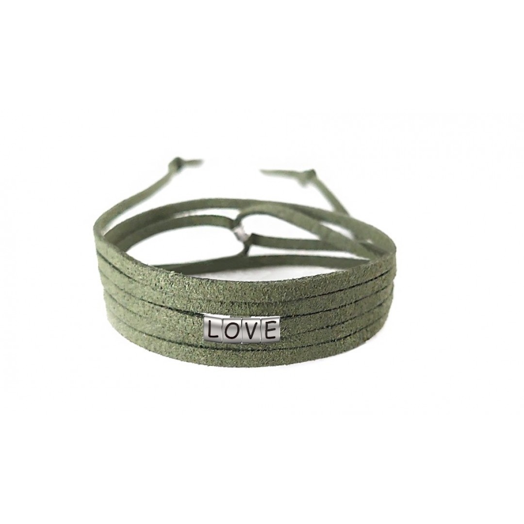 Pulseira Love de Couro Verde