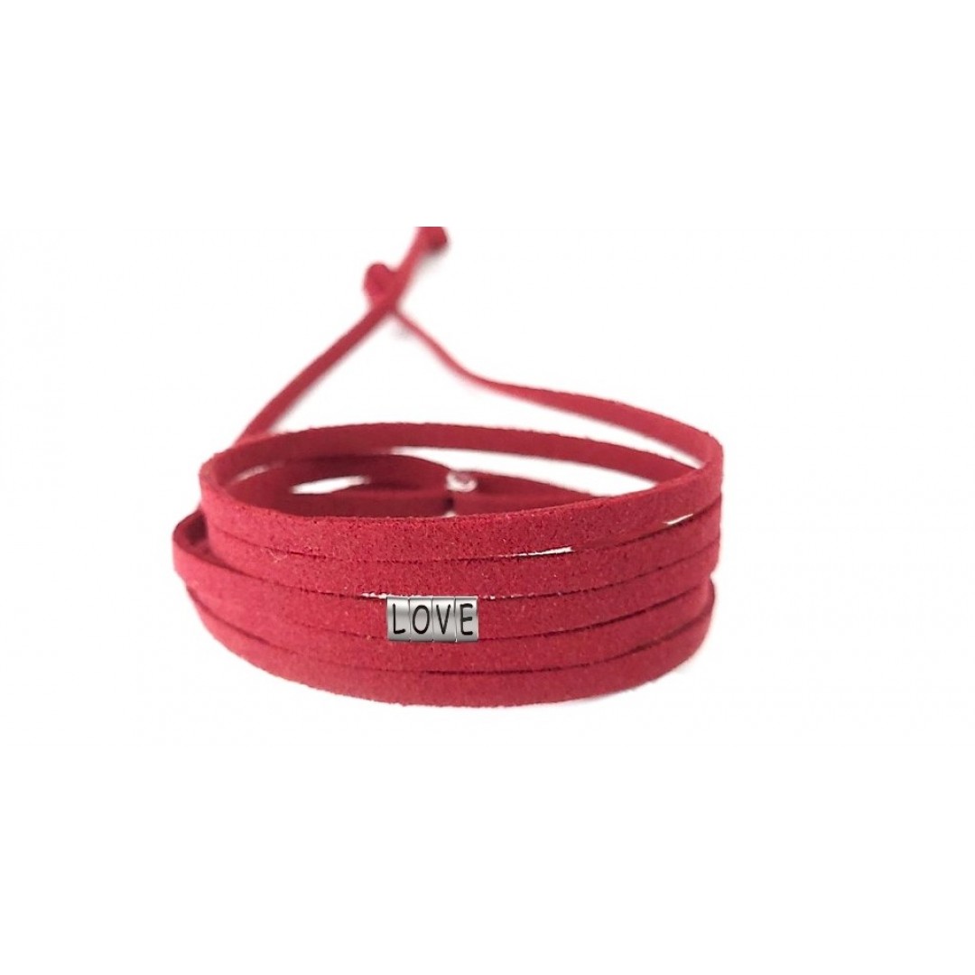 Pulseira Love de Couro Vermelho