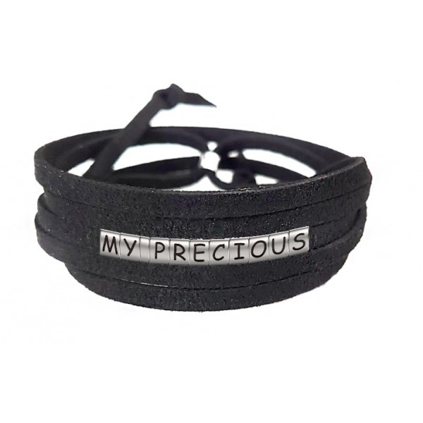 Pulseira My Precious  de Couro Preto