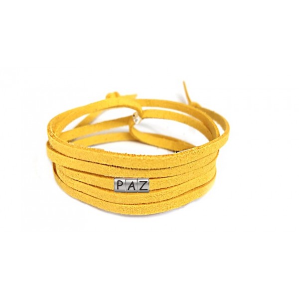 Pulseira Paz de Couro Amarelo