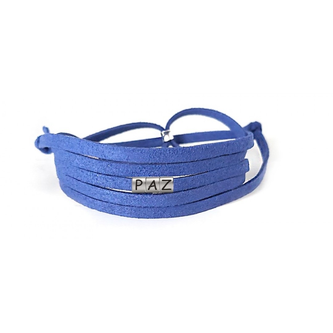 Pulseira Paz de Couro Azul