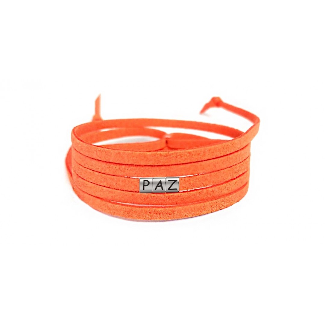 Pulseira Paz de Couro Laranja