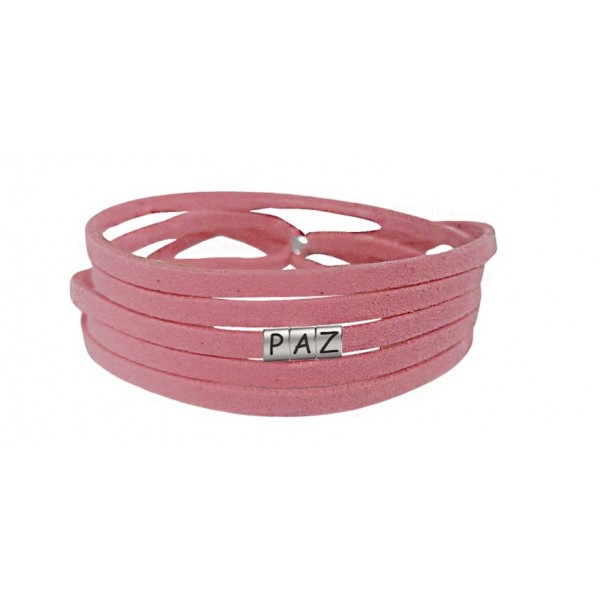 Pulseira Paz de Couro Rosa