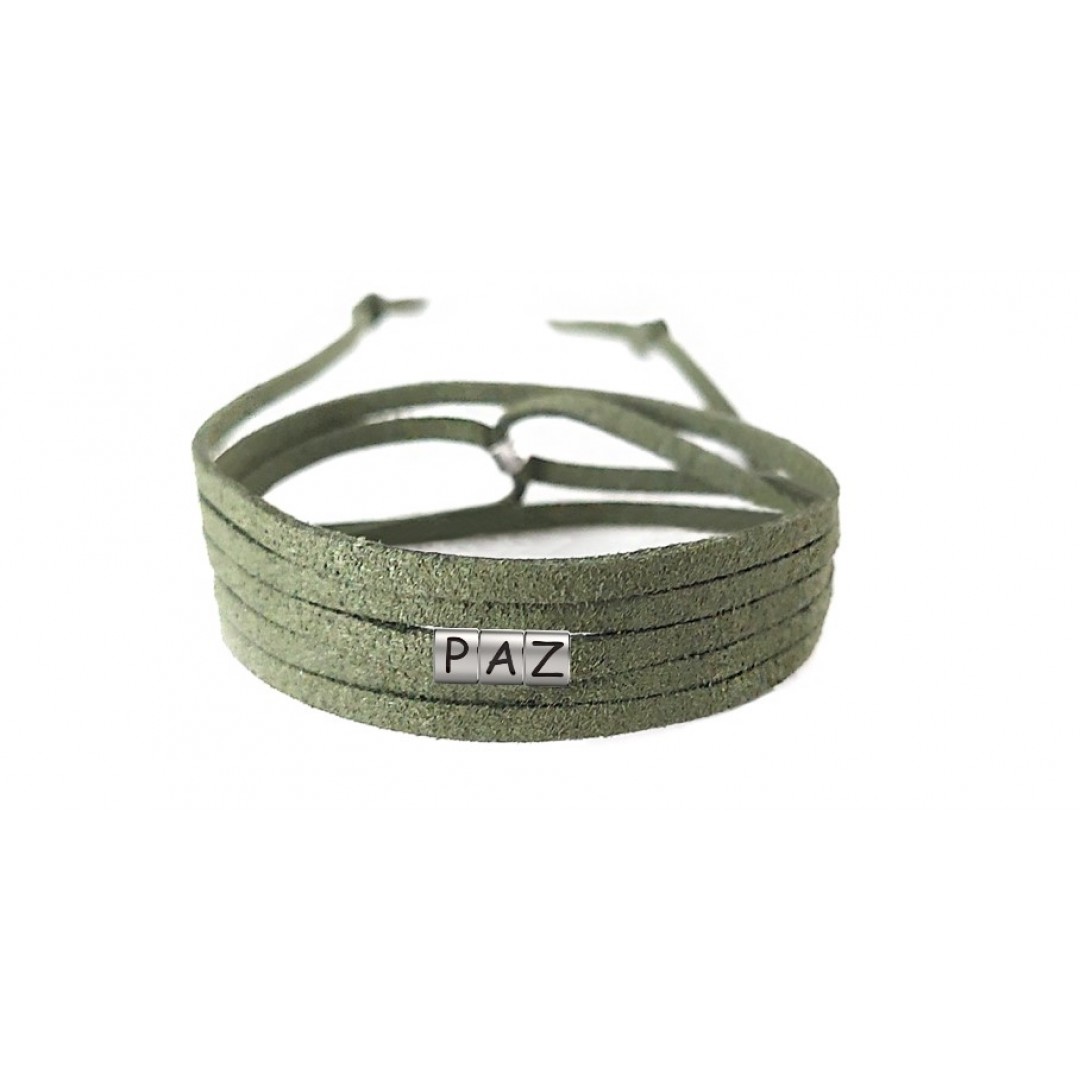 Pulseira Paz de Couro Verde