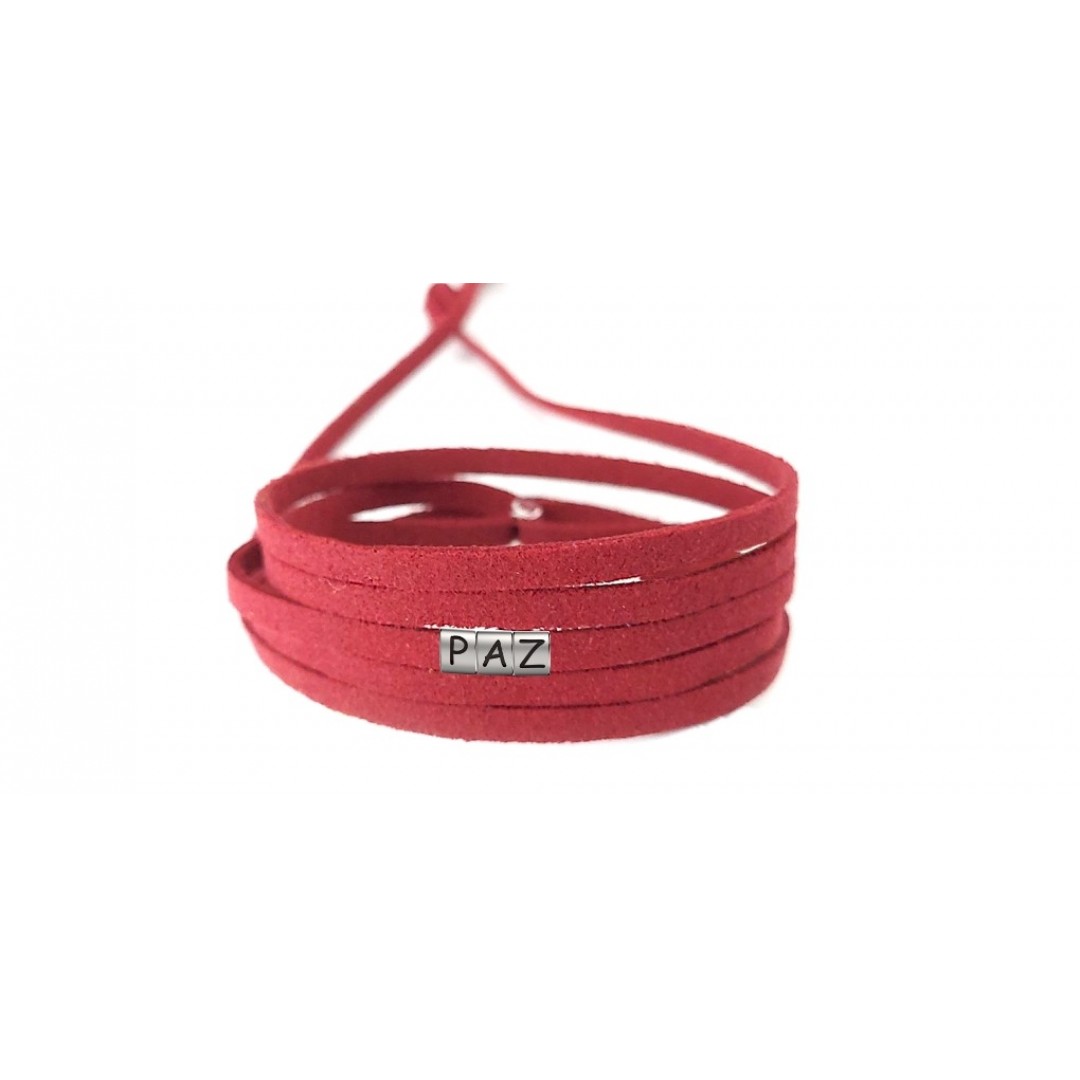 Pulseira Paz de Couro Vermelho