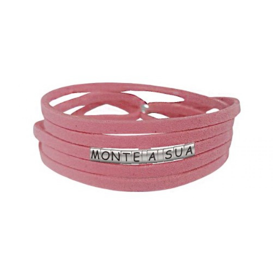 Pulseiras Personalizadas de Couro Rosa