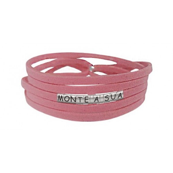 Pulseiras Personalizadas de Couro Rosa