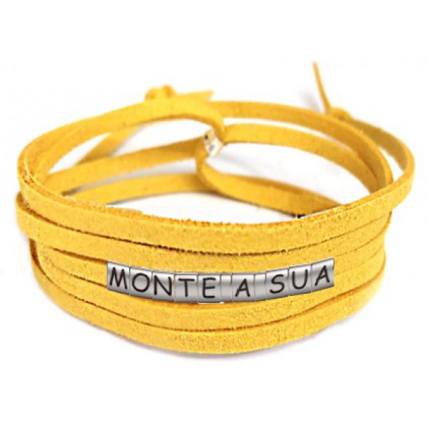 Pulseiras Personalizadas de Couro Amarelo