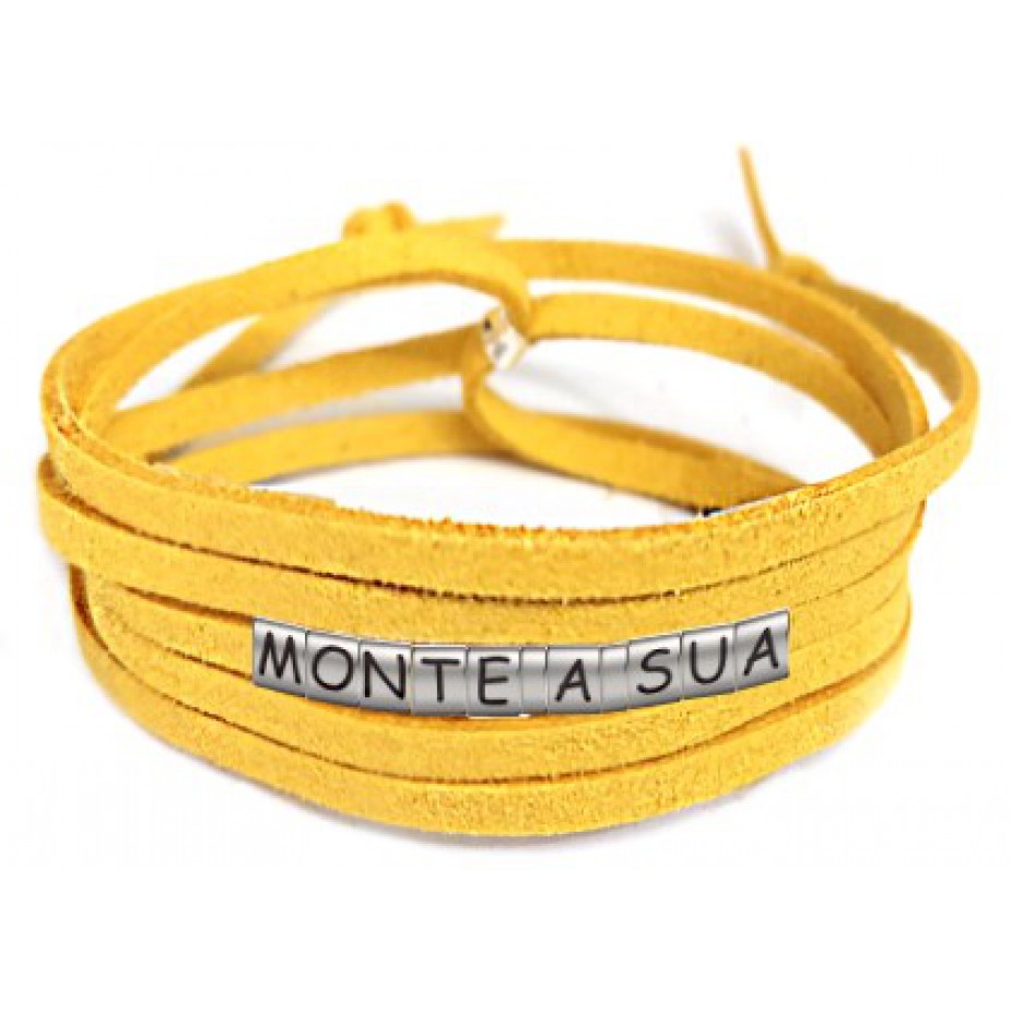 Pulseiras Personalizadas de Couro Amarelo