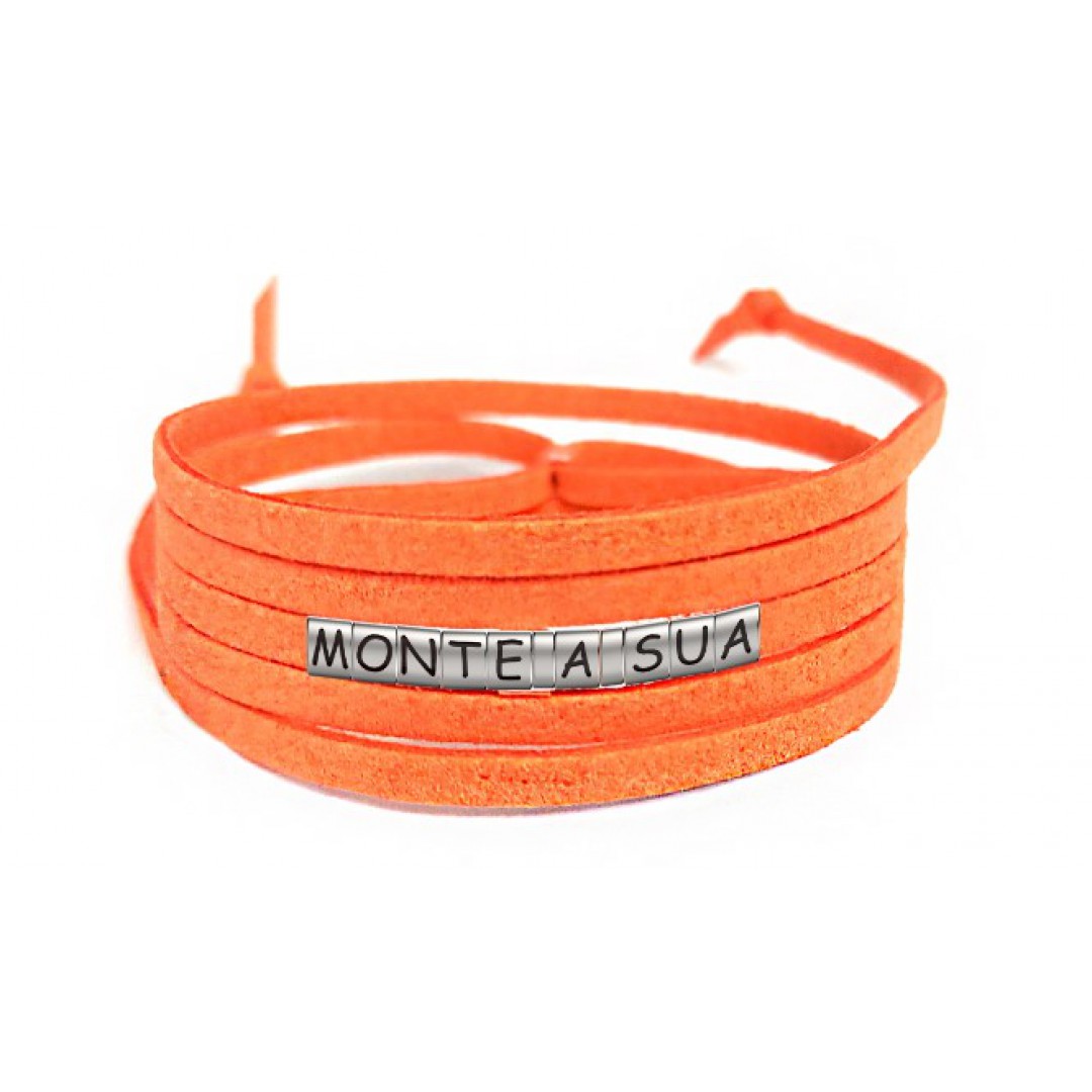 Pulseiras Personalizadas de Couro Laranja