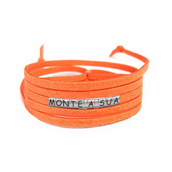 Pulseiras Personalizadas de Couro Laranja