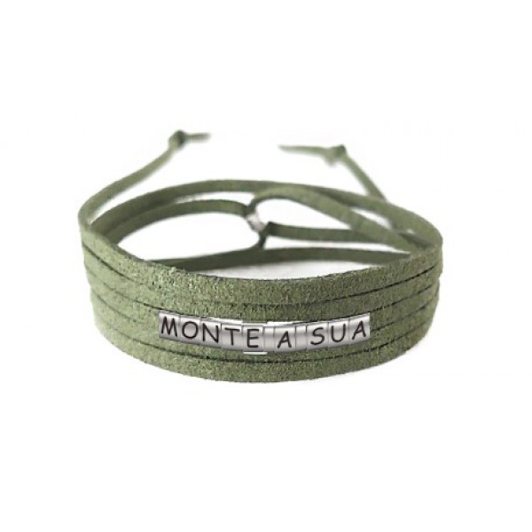 Pulseiras Personalizadas de Couro Verde