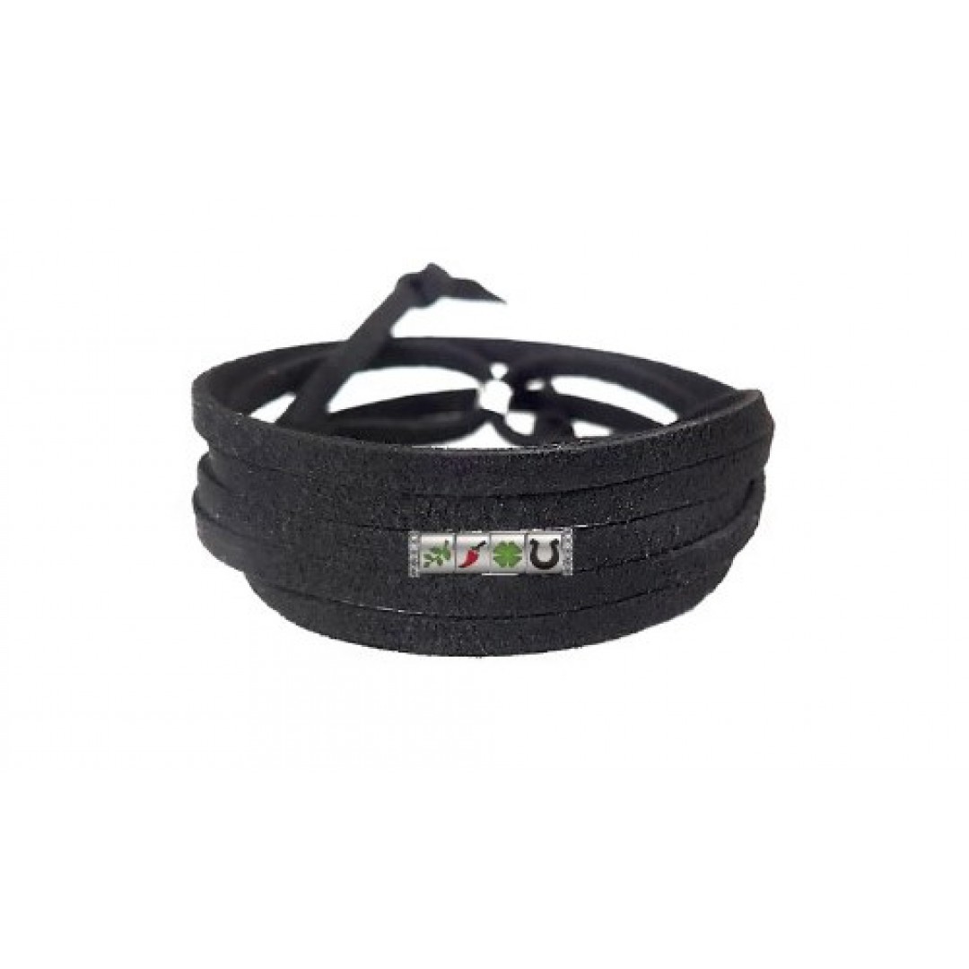 Pulseira  Proteção Couro Preto