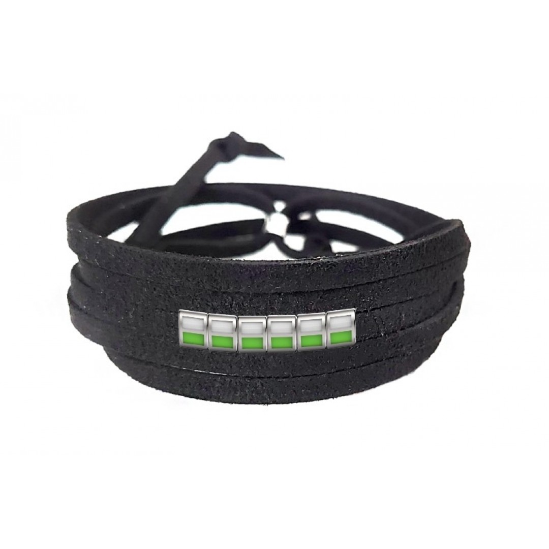 Pulseira Time de Futebol  Verde e Branco de Couro Preto