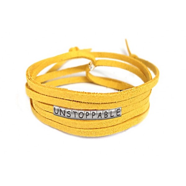 Pulseira Imparável ( Unstoppable ) de Couro Amarelo