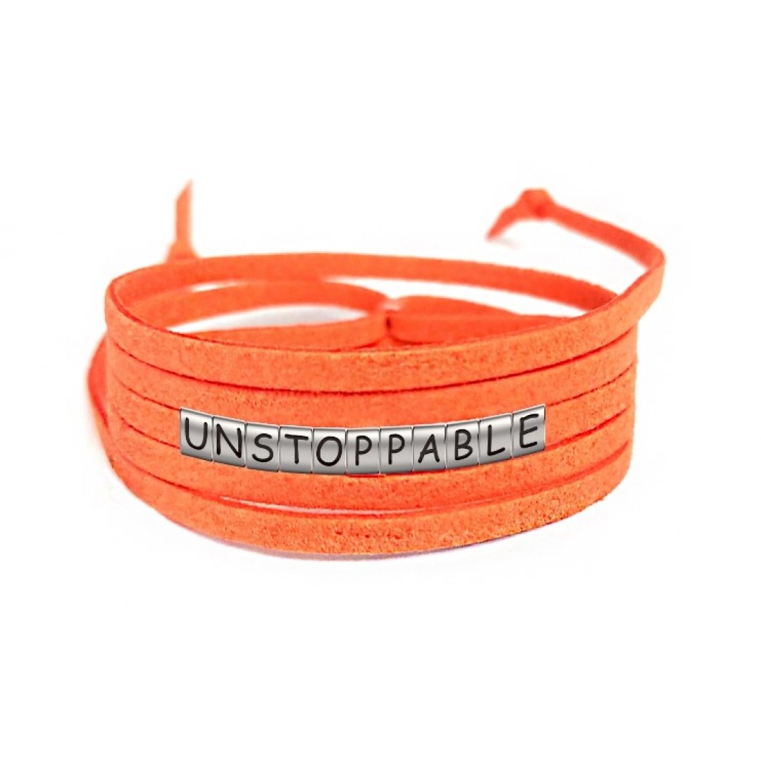 Pulseira Imparável ( Unstoppable ) de Couro Laranja