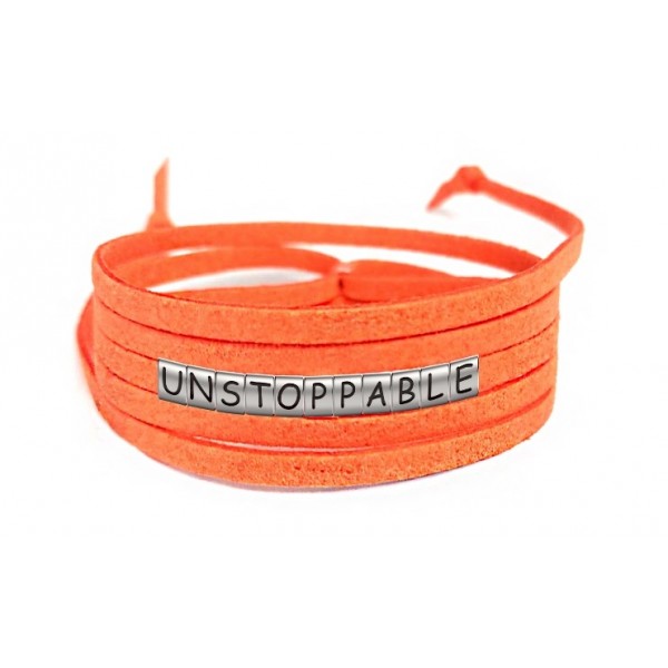 Pulseira Imparável ( Unstoppable ) de Couro Laranja