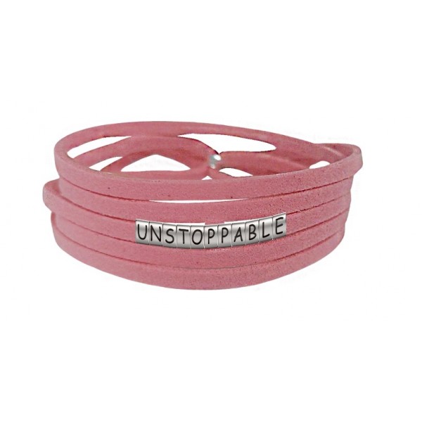 Pulseira Imparável ( Unstoppable ) de Couro Rosa