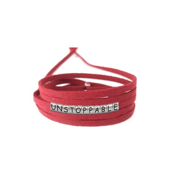 Pulseira Imparável ( Unstoppable ) de Couro Vermelho