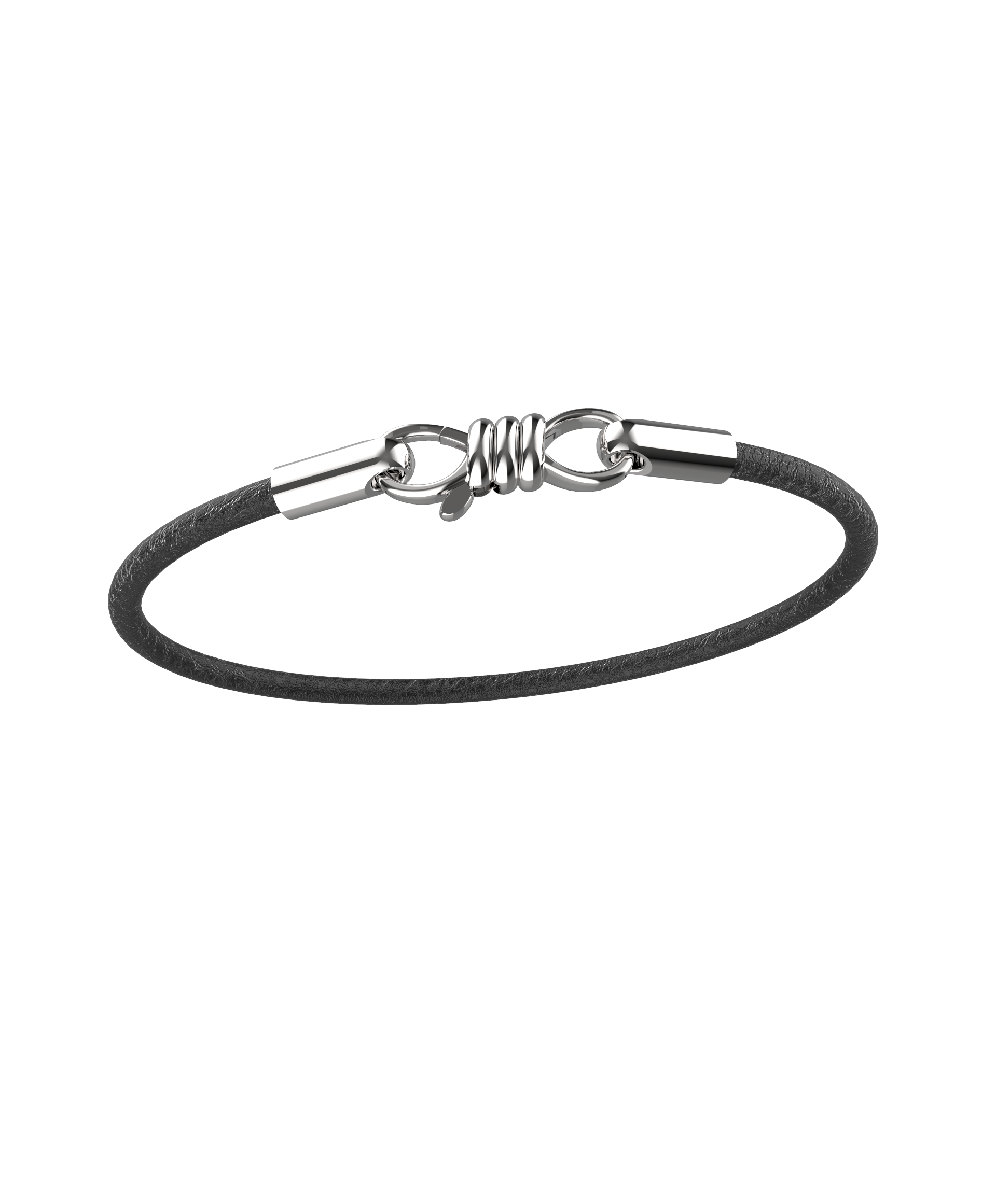 Pulseira Masculina Slim uma volta em Couro Preto 3mm