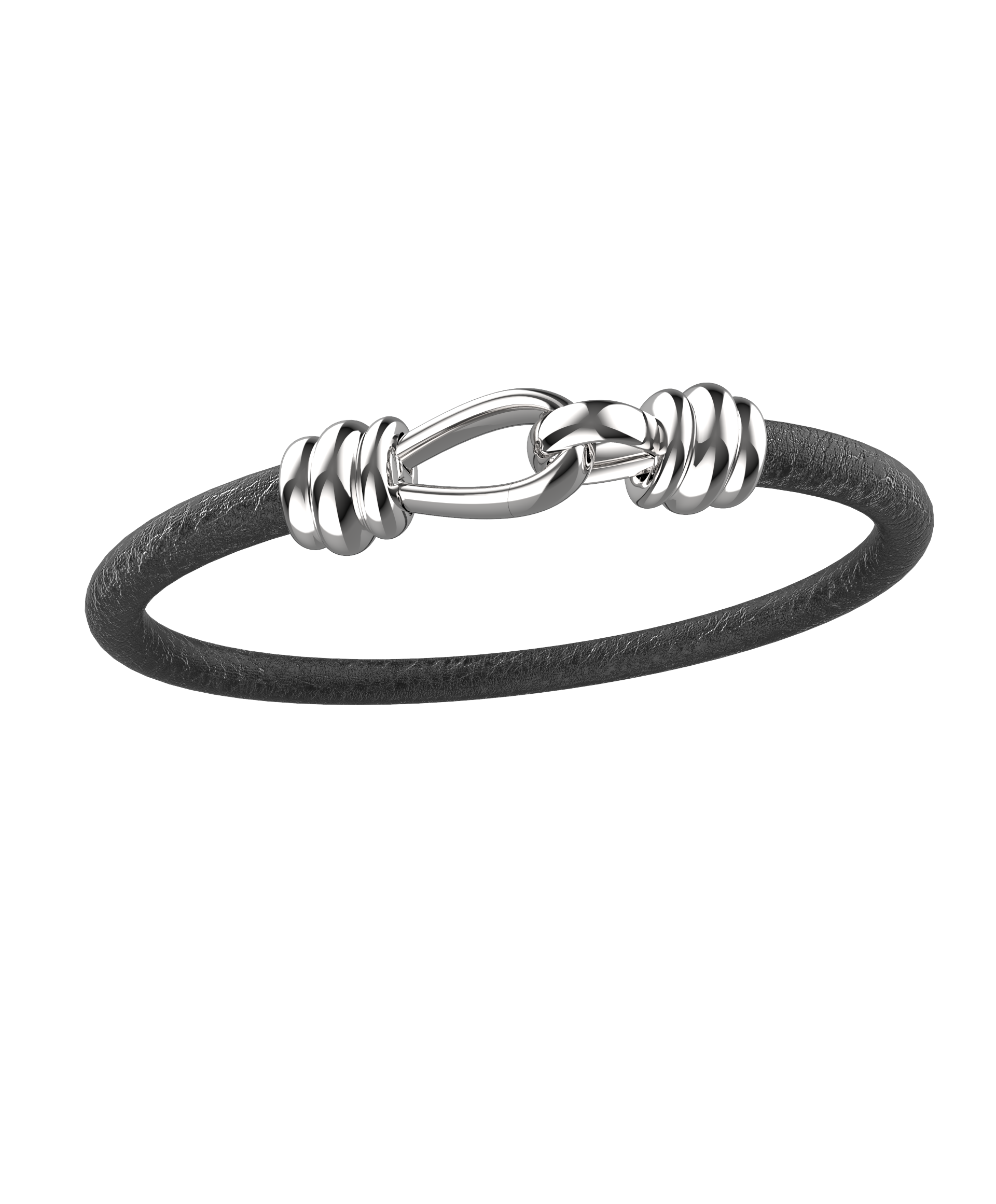 Pulseira Masculina Strongest uma volta em Couro Preto 5mm