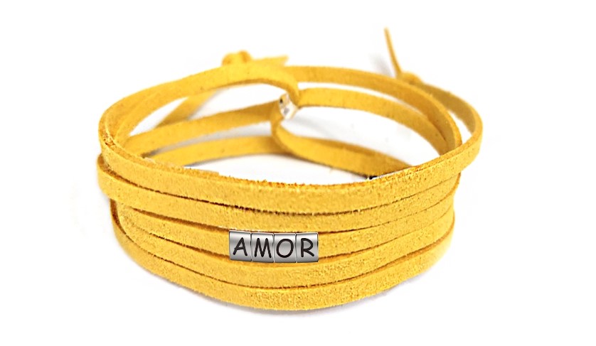 Pulseira Amor de Couro Amarelo