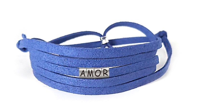 Pulseira Amor de Couro Azul