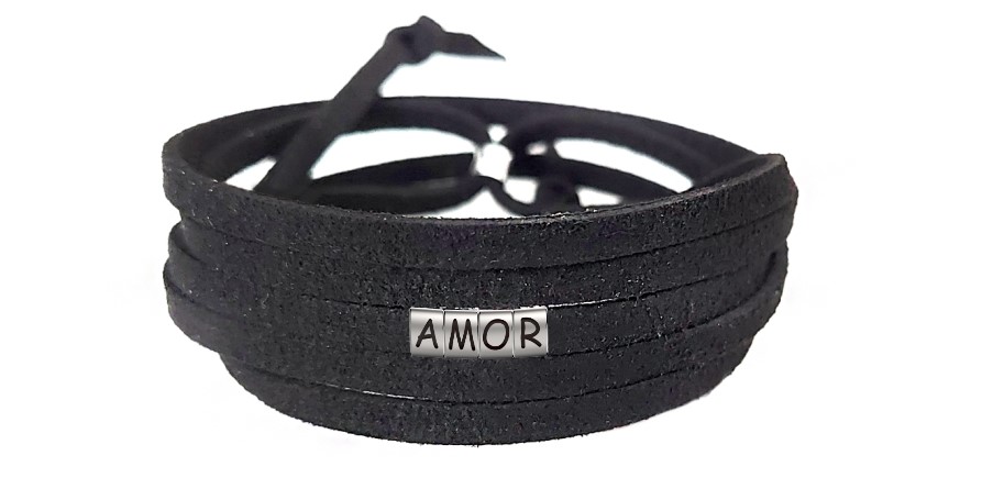 Pulseira Amor de Couro Preto