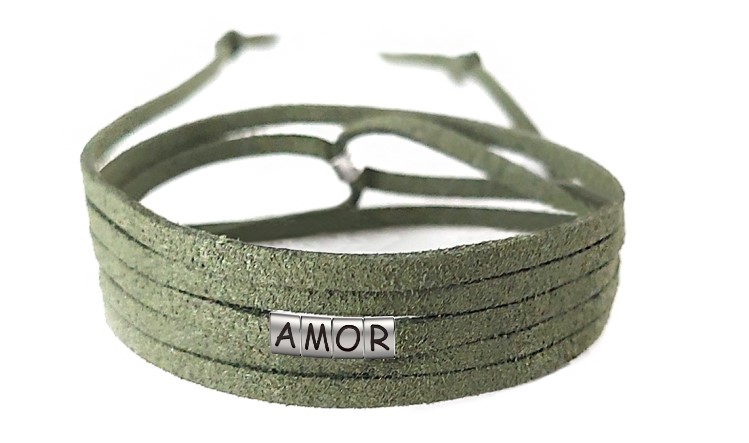 Pulseira Amor de Couro  Verde