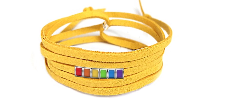 Pulseira Orgulho de Couro Amarelo