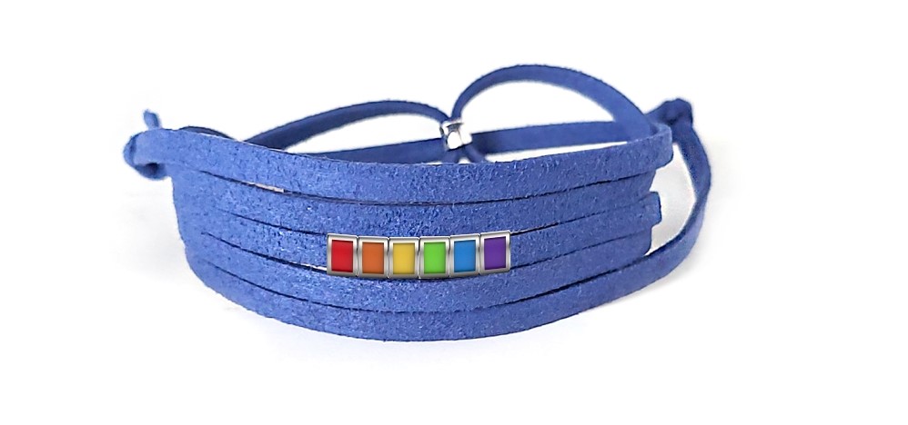 Pulseira Orgulho de Couro Azul