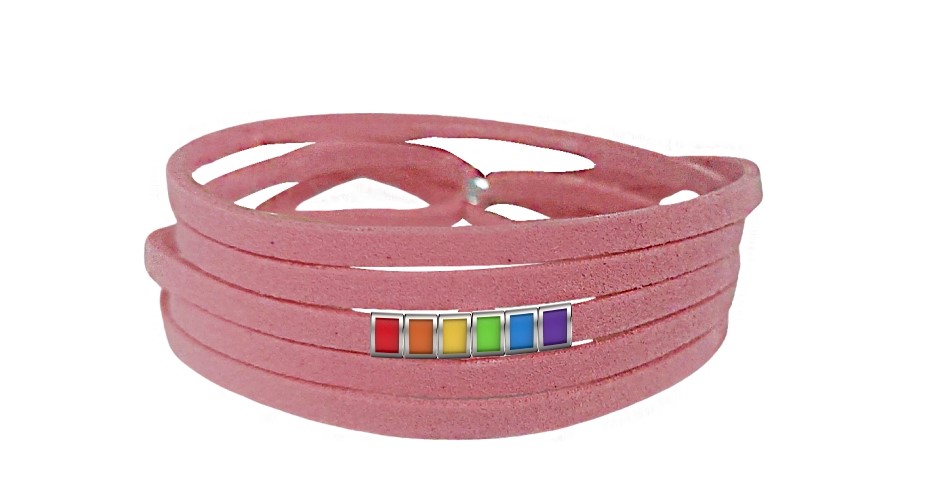 Pulseira Orgulho de Couro Rosa