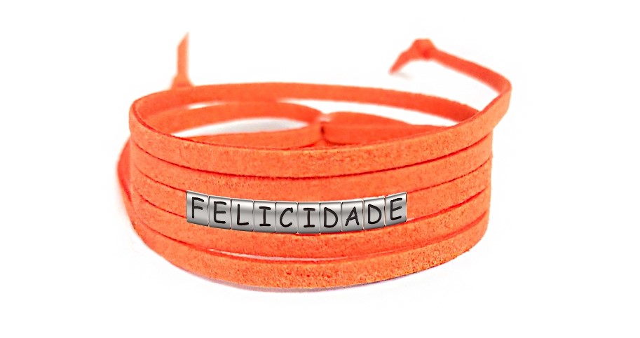 Pulseira Felicidade de Couro Laranja